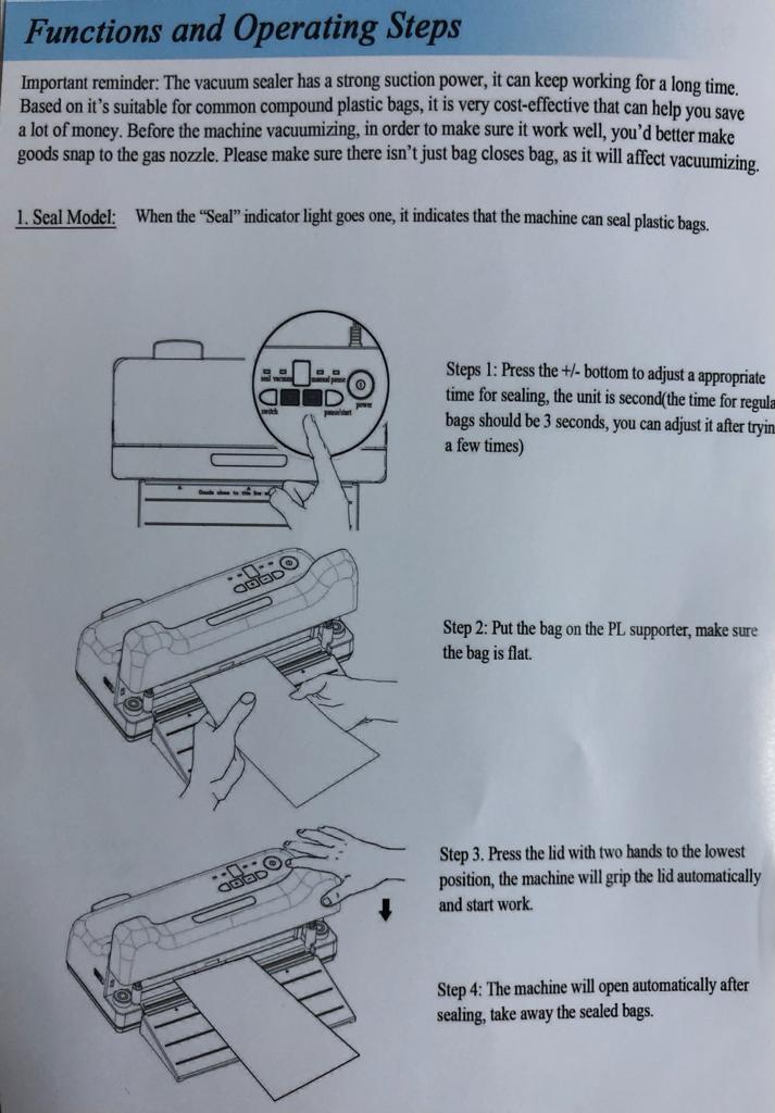 Vacuum machine mode 1.